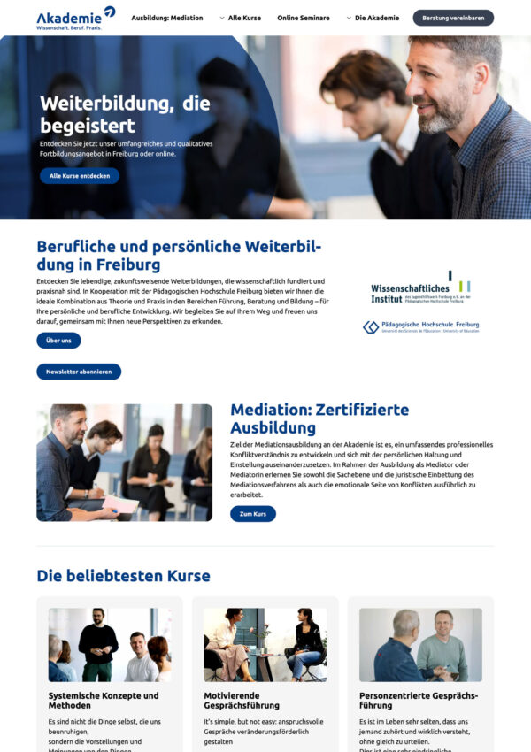 Corporate Website für Akademie Freiburg