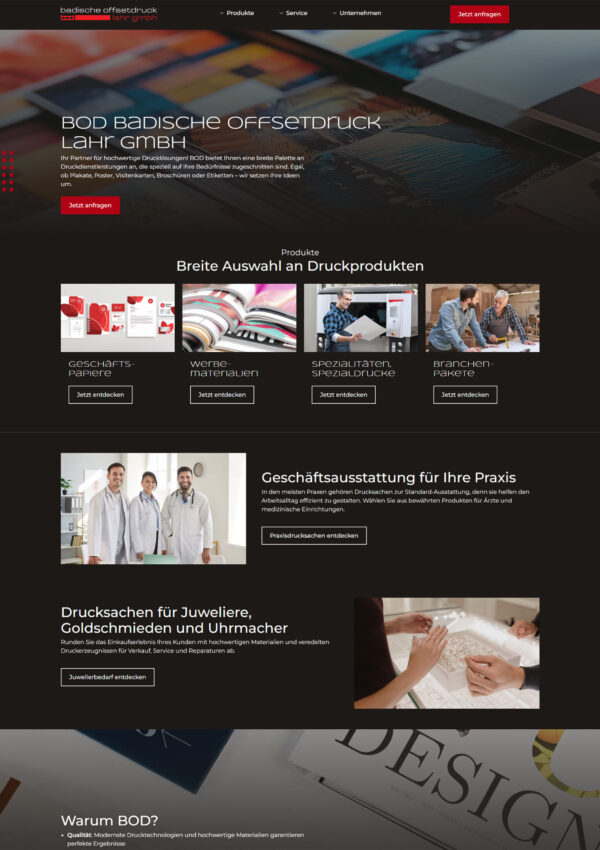 Corporate Website für Druckerei BOD Lahr