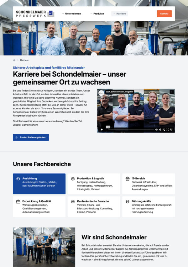 Corporate Website für Presswerk Schondelmaier