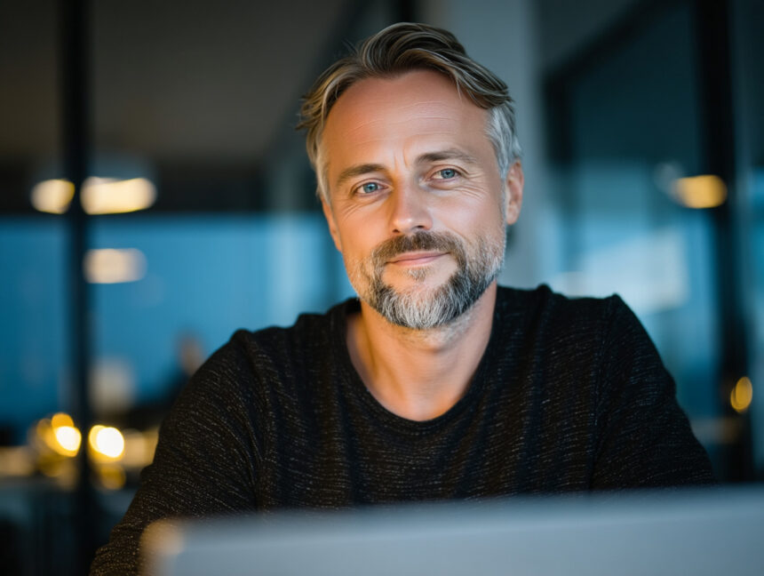 Digitalisierungsbeauftragter sitzt nachdenkend am Laptop
