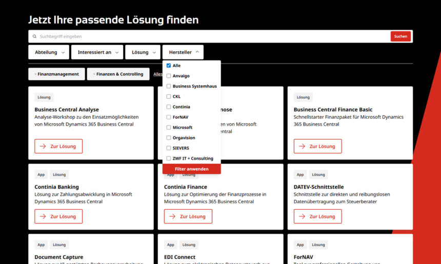 Indiviudalentwicklung: Lösungsfinder mit intelligenter Filterfunktion